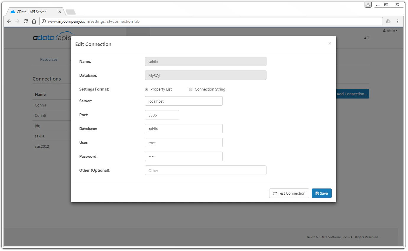 screenshot of API Server